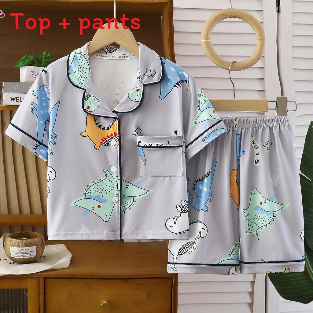 Animal Patterns Kids Summer Pajamas With Breathable Fabric