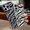 Zebra-Print Shockproof Soft Case For iPhone 16 Pro Max 15 Pro 14 Plus 13 12 11 Lens Protection Matte Leather Texture TPU Slim Phone Cover