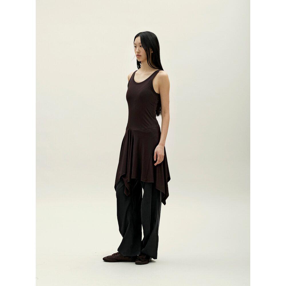 Anggae Petal Jersey Dress Brown