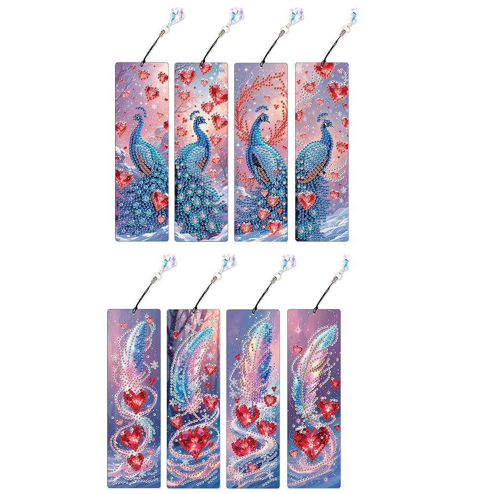 8Pcs Colored Patterns DIY Diamond Art Bookmark Diamond Painting Art Bookmarks for DIY Making Beginners Adult Art Craft Supplies
