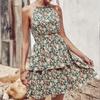 Summer Sexy Flower Printed Sleeveless Halter Dress For Women Elegant Elastic Waist Mini Dress Fashion Beach Dress Robe 25136