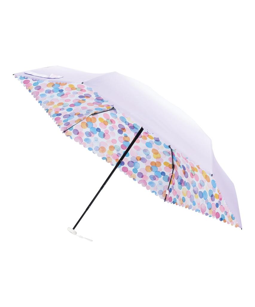 estaa Sun and Rain Gradient Dot Heat Sun UV Lavender (Esta) Women's Parasol, Umbrella, Foldable, Compact, Pattern, Shielding, Protection, Cut, 50cm,