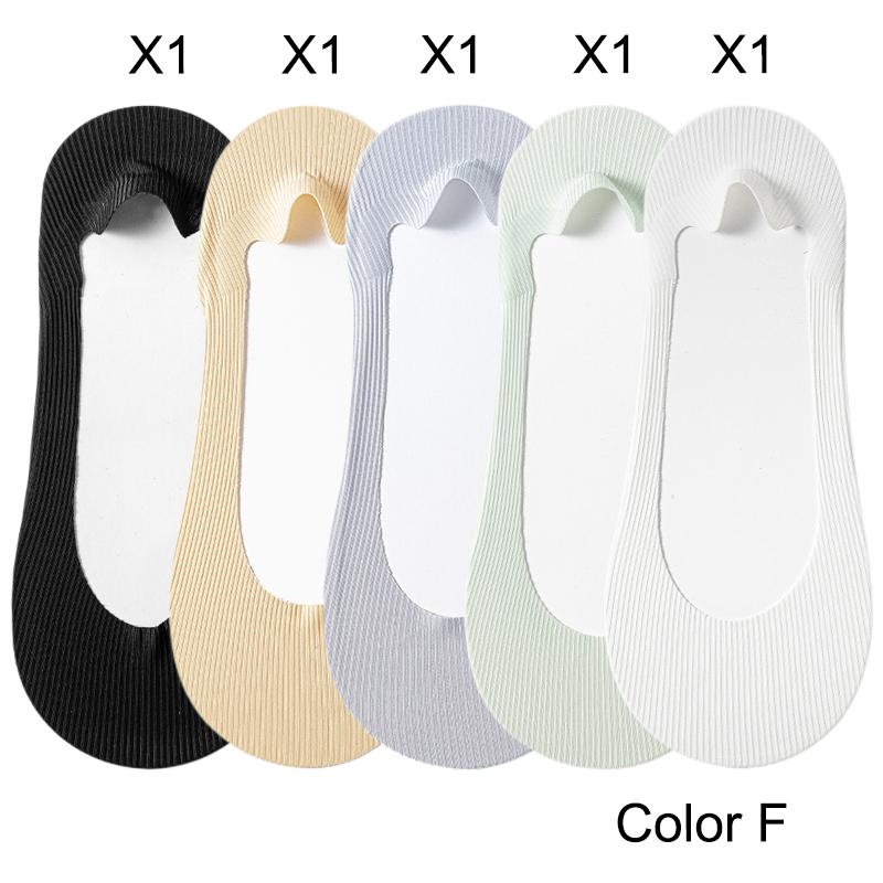 5 Pairs Women's Socks Summer New Ice Silk Breathable Slippers Socks Invisible Solid Color Seamless Non-slip Socks Ladies Comfort