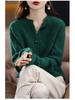 Damen Kaschmirwolle Strickjacke - Gestrickter Rundhals-Pullover für Herbst/Winter Mode