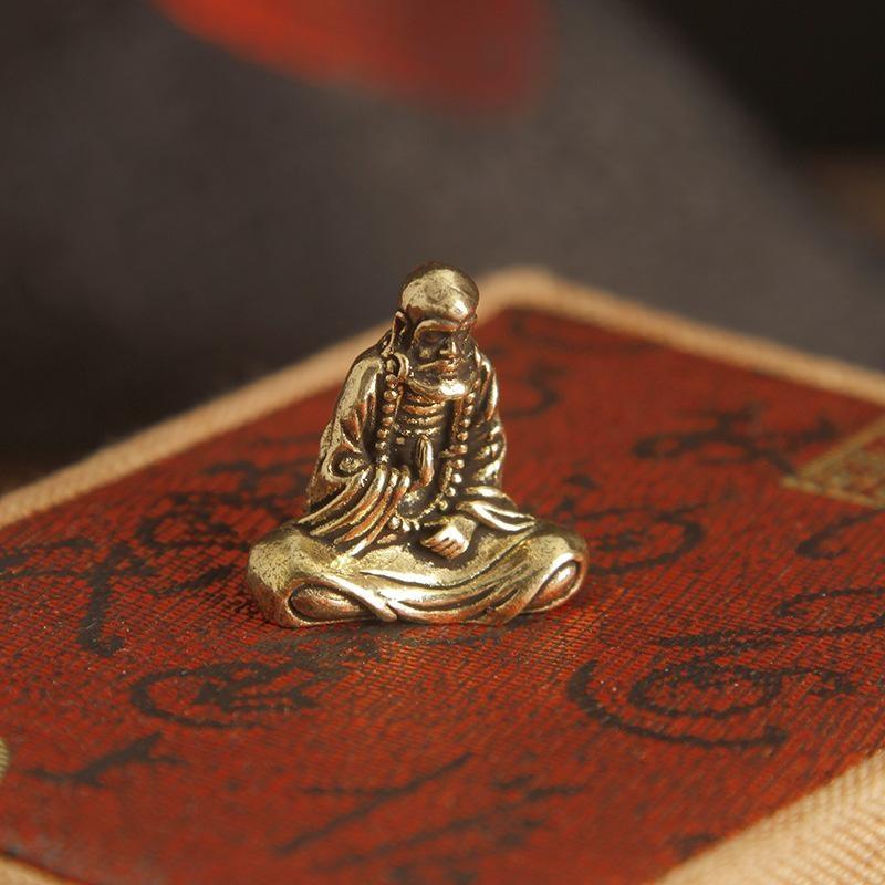 Vintage Brass Zen Meditation Figurine Hand-Cast Antique Tea Pet For Desk, Tea Table & Mindful Space Decor