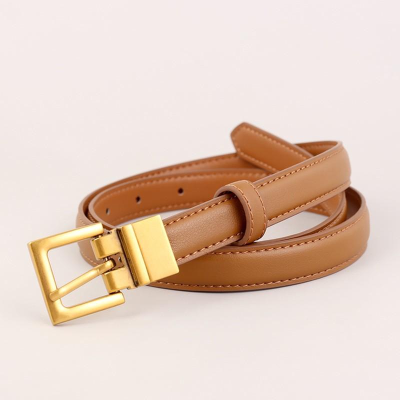 Womens Genuine Leather Belt Retro Minimalist Versatile Waistband Jeans Thin Fashion Accessory
