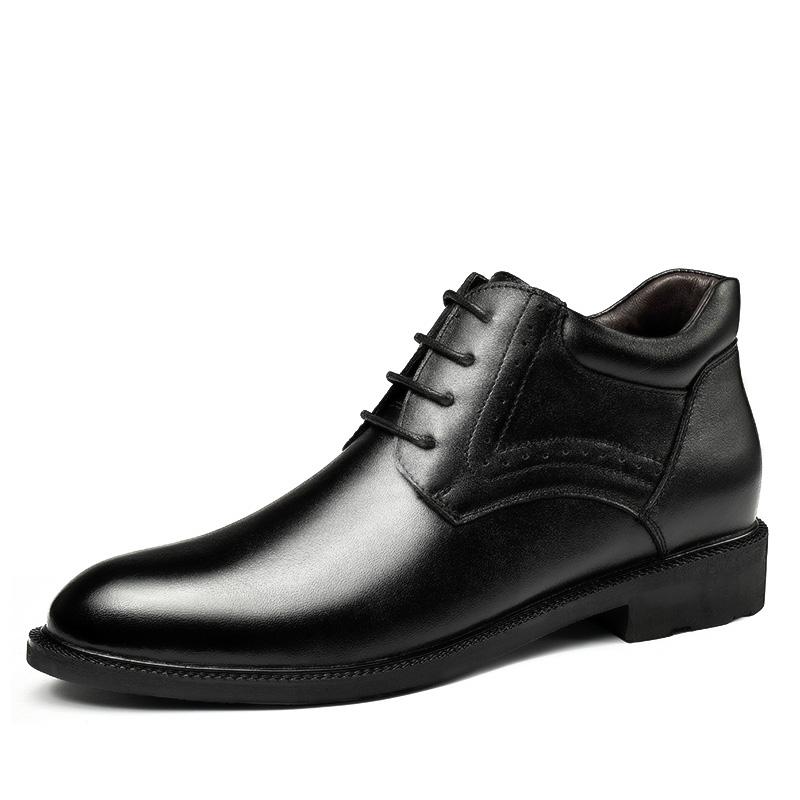 

Модный бренд высокого класса Мужские деловые формальные туфли Толстая подошва Высокий верх Банкетные туфли с острым носком Зимние мужские туфли из натуральной кожи 36