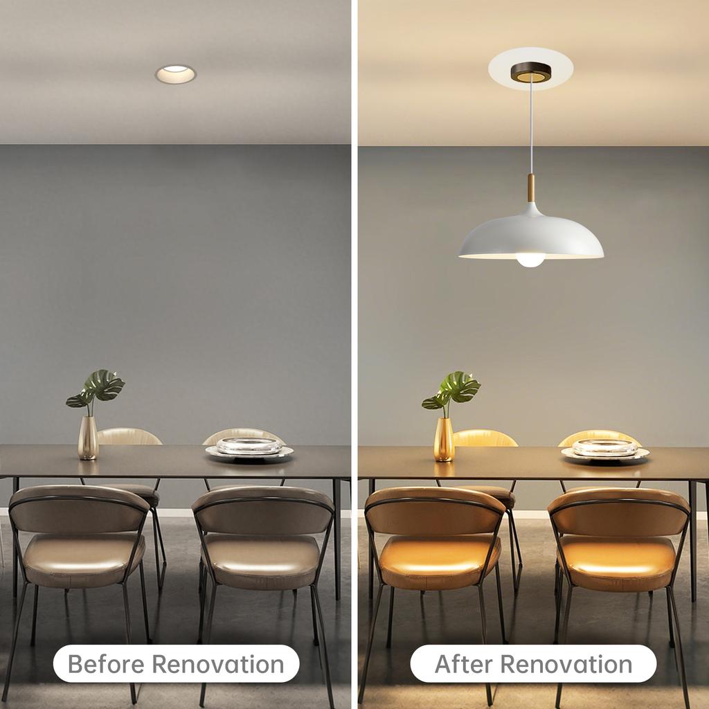 Downlight to Pendant Light Adapter Kit 5 - 7inch Recessed to Pendant Light Converter Kit with E26 Socket, Ceiling Light Accessories