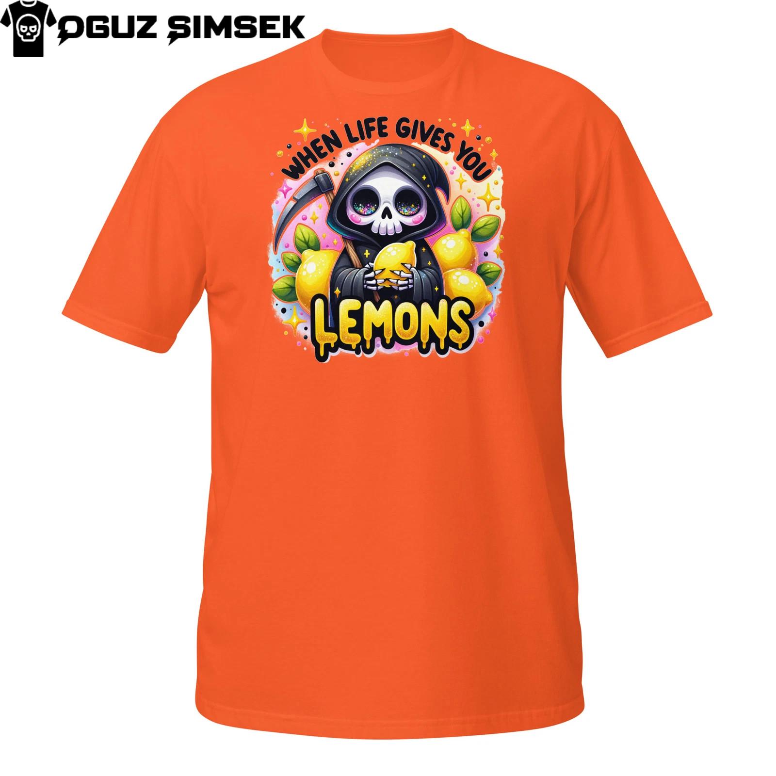 When Life Gives You Lemons T-Shirt Mens Womens Tees Top | Funny Grim Reaper Kawaii Dark Humor Graphic XL