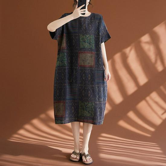 

2026 Summer Retro Tribal Ethnic Cotton Linen Dress - Plus Size, 12 Colors, Artistic & Casual Style One Size