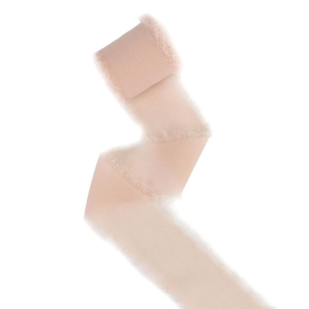 Handmade Pearl Chiffon Ribbon with Frayed Edges for Wedding Bouquets