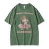 Tummy Troubles Survivor Funny Cat Meme Graphic T Shirt Unisex Unisex Fashion Humor Kawaii Tshirts Cotton Loose High Quality Tshirt
