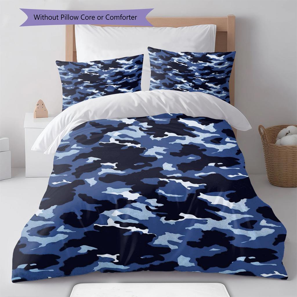Camouflage Pattern Bedding Quilt Set Quilt Cover Pillowcase Home Decoration Gift (1 * duvet cover + 2 * pillowcase, without core)