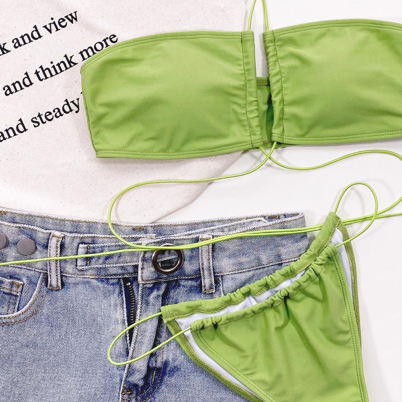 Dámské bikiny Jednobarevné Sexy Dámské Dvoudílné Plavky Trojúhelníkové Plavky