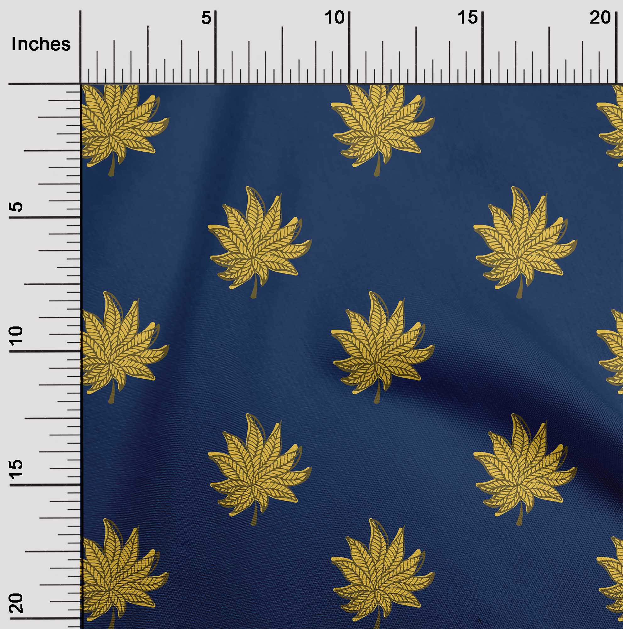 

oneOone Cotton Flex Fabric Leaves Block Fabric Prints By Yard 40 Inch Wide 42 Inch - Viscose Chiffon синій