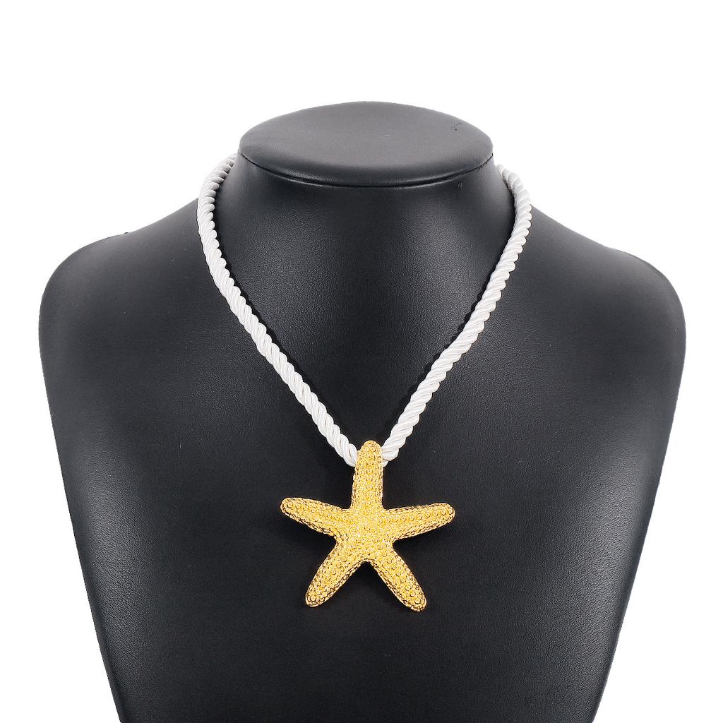 Large Starfish Cord Necklace Chunky Statement Star Fish Pendant Necklace Summer Beach Jewelry Holiday Gift