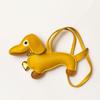 Pu Leather Stuffed Dachshund With Collar of Gold Heart Shape Pendent WIth Long Strap Puppy Pendent for Bag Charms Accessories