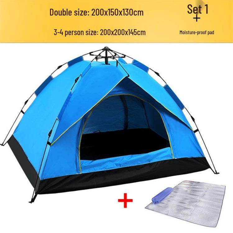 Fully Automatic 3-4 Person Tent: Sun Protection, Thickened Rainproof, Quick Setup for Camping or Beach.