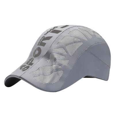 Mesh English CA781 [White Fang] Cap, Letters, Logo, Hat, Outdoor, Running, Sports, Men's, Women's, (Light Gray)