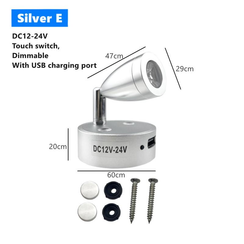 Lumină LED Spot de Lectură DC12V RV Barcă Rulotă Camping Remorcă Noptieră 3W Aluminiu Spot Reglabil Iluminat Interior Cu Comutator