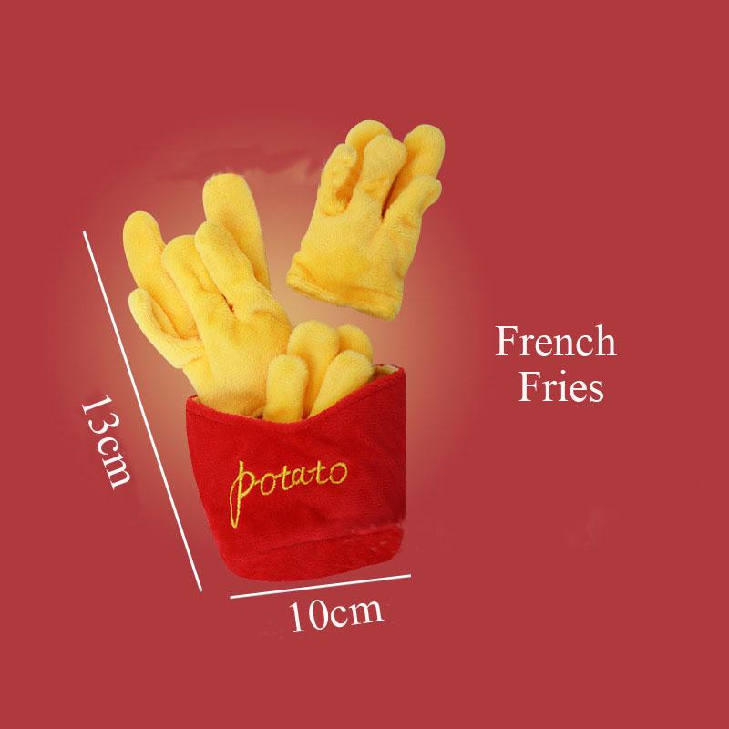 Plush Dog Toys Squeaky Dogs Accessories Pet Perros Toy Soft Squeeze Sound Teeth Chew Bite Resistant Ice Cream Fries Humburger