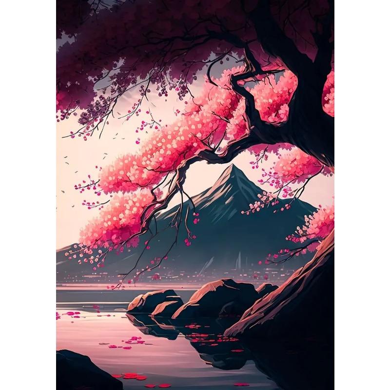 Mount Fuji Květy Sakury Nástěnné Umění Obrázek Japonská Krajina Plakát Plátno Malba Tisk Domácí Pokoj Dekor Estetická Nástěnná Malba