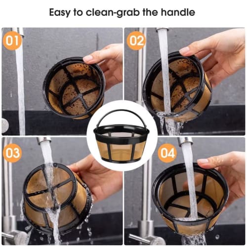 Reusable Coffee Filter, Stainless Steel Mesh Bottom Basket Coffee Filter for 8-12 Cups, Replacement Coffee Filter
