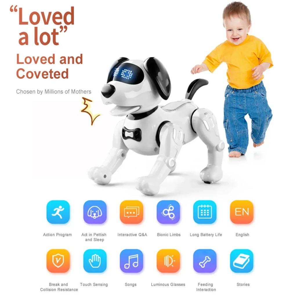 Intelligent Touch Remote Control Electronic Walking Dog Robot Toy, Dancing Pet for Boys and Girls Birthday Gifts