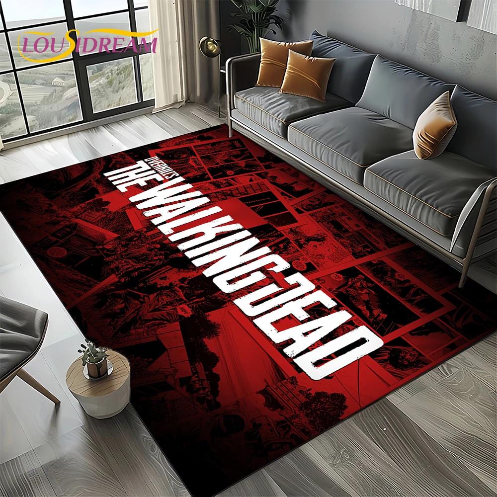 TWD Walking Dead Rick Daryl Horror TV Teppich für Wohnzimmer Schlafzimmer Haus Sofa Dekoration, Kinderteppich rutschfeste Bodenmatte