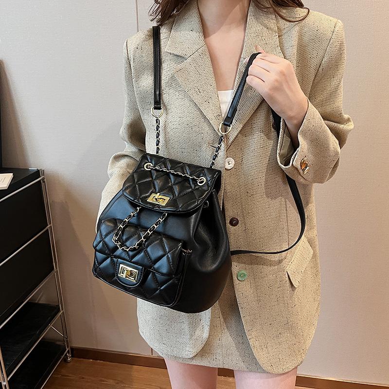 

Женский рюкзак с ромбовидной цепочкой, весенний модный универсальный рюкзак, мини-школьный рюкзак