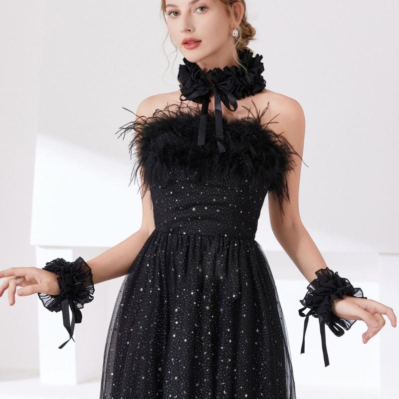 Ruffled Collar Girls Lace Victorian Collar Lapel Medieval Cosplay Victorian Ruffled Tie Collar