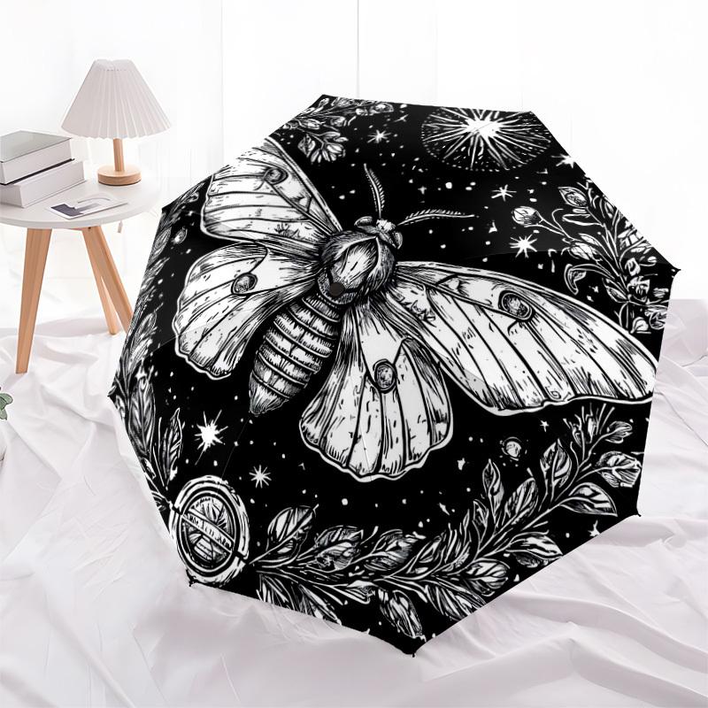 1pc Mystical Moth Night Sky Umbrella with Plastic Handle,Suitable for All Seasons Home Travel Outdoor UmbrellaDD1773