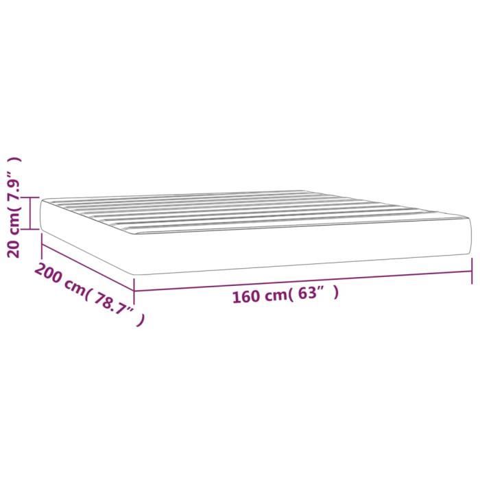 347822 vidaXL Pocket Spring Bed Mattress Black 160x200 Cm Thickness 20 Cm Faux Leather