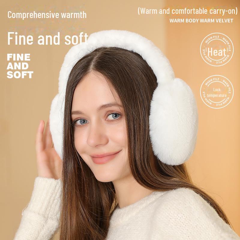 Foldable Winter Plush Earmuffs for Men and Women - Solid Color, Antifreeze, Perfect for Riding and Students