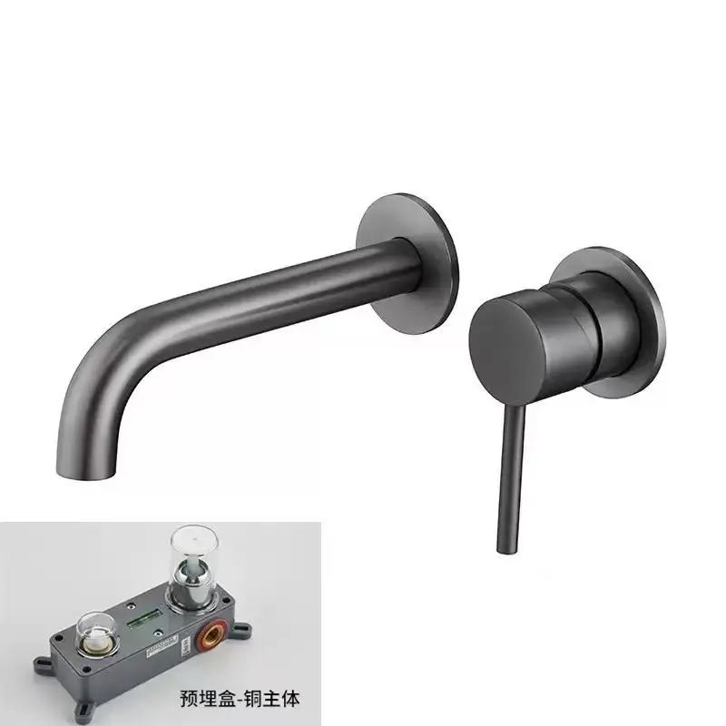 Wall Mounted Concealed Brass Bathroom Basin Faucets Embedded Cartridge Basin Mixer Sink Faucet Washbasin Tap Hot Cold Water Tap