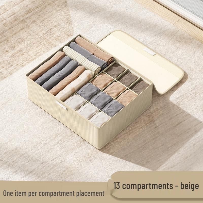 3-in-1 Drawer-Style Underwear Storage Box with Lid, Large-Capacity Compartmented Organizer for Home Use