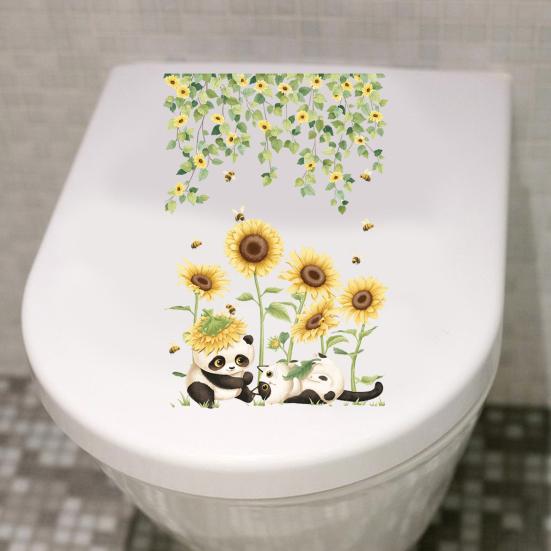 Toilet Sticker Creative Flower Pattern Toilet Lid Sticker Removable No Residue Wall Decals for Home Bathroom