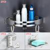 Bathroom Shower Corner Shelf with Two Hooks Stainless Steel, Wall Mount Shelves