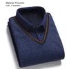 Men Sweater Fake Two-piece Grid Thicken Knitted Male Base Sweater for Daily Wear