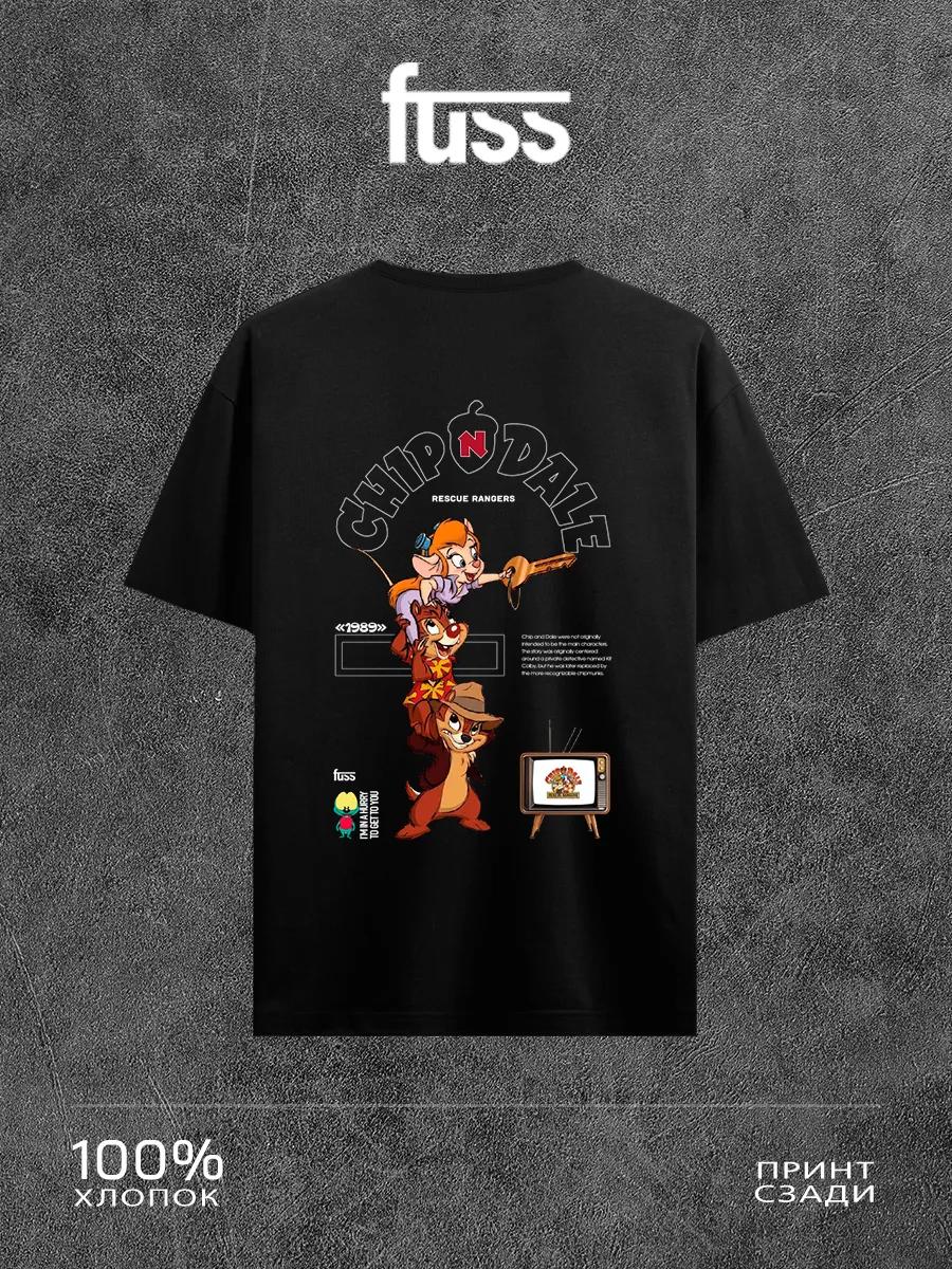 Black T-shirt with Chip n Dale print L