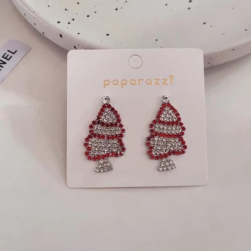 

Christmas Series Diamond Snowman and Christmas Tree Stud Earrings - Cute Autumn/Winter Dangle