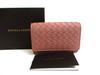 Authentic Intrecciato Beige Pink Leather Business Card Holder #b223  Open Box