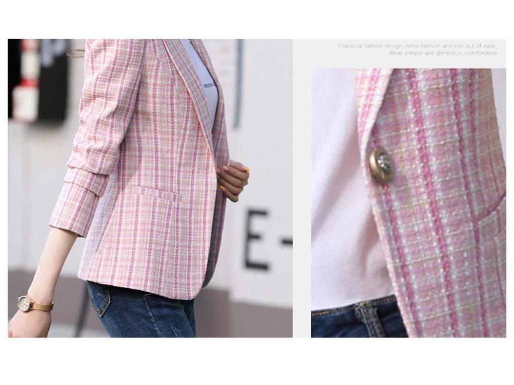 Sacou Plaid pentru Femei – Stil Coreean Britanic pentru Primăvara și Toamna 2022