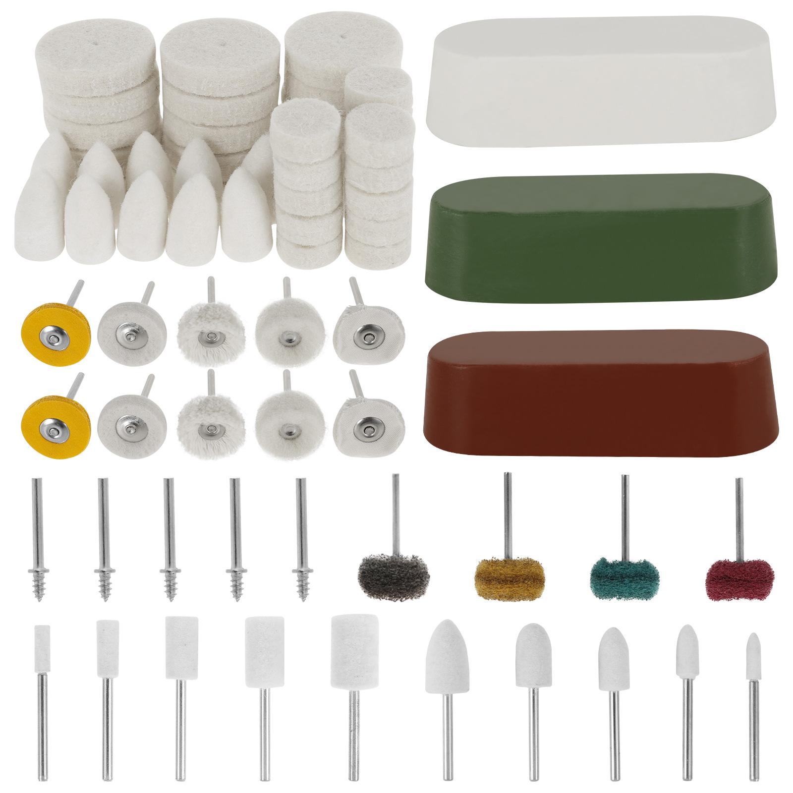 

72 PCS Buffing Wheel Polishing Kit 1/8 Inch Shank Abrasive Polishing Wheel Set Rotary Tool Accessories for Jewelry Glass Metal