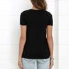 T-Shirt V-neck Cross Women Summer Short Sleeve Tops Hollow Out Top