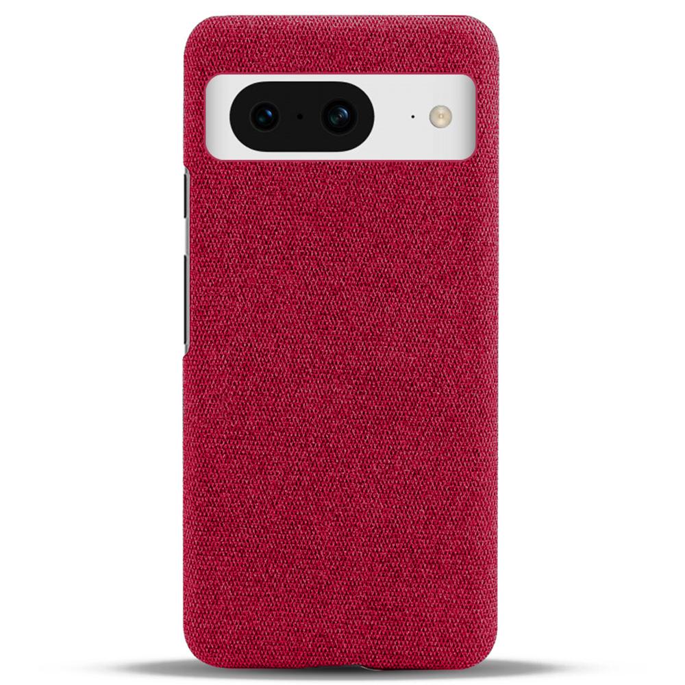 

For Google Pixel 8 Case Solid Color Cloth Texture Hard PC Protective Phone Cover Red