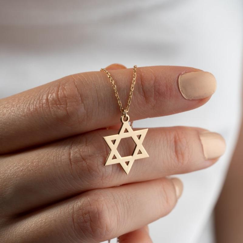 Trendy Star of David Pendant Necklace for Women Stainless Steel Jewish Symbols Necklace Men's Religious Amulet Jewelry Gifts