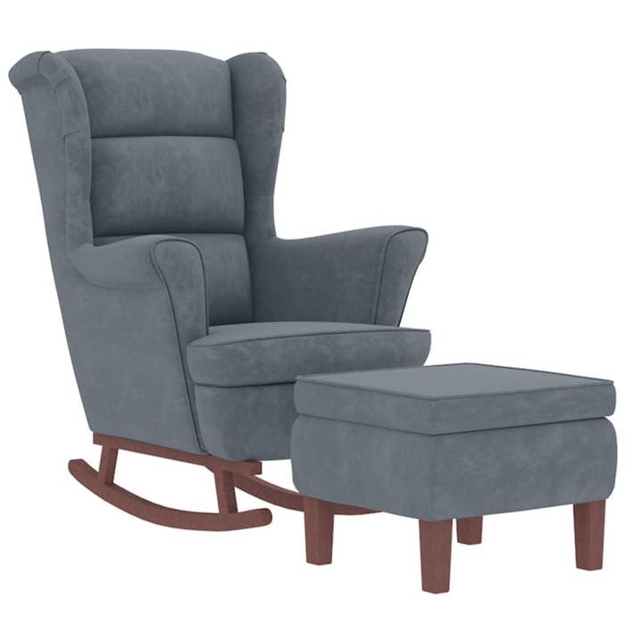 VidaXL Chaise à Bascule avec Pieds en Bois et Tabouret Fauteuil de Salon Relaxation Meuble de Salle de Séjour Chambre 3121231