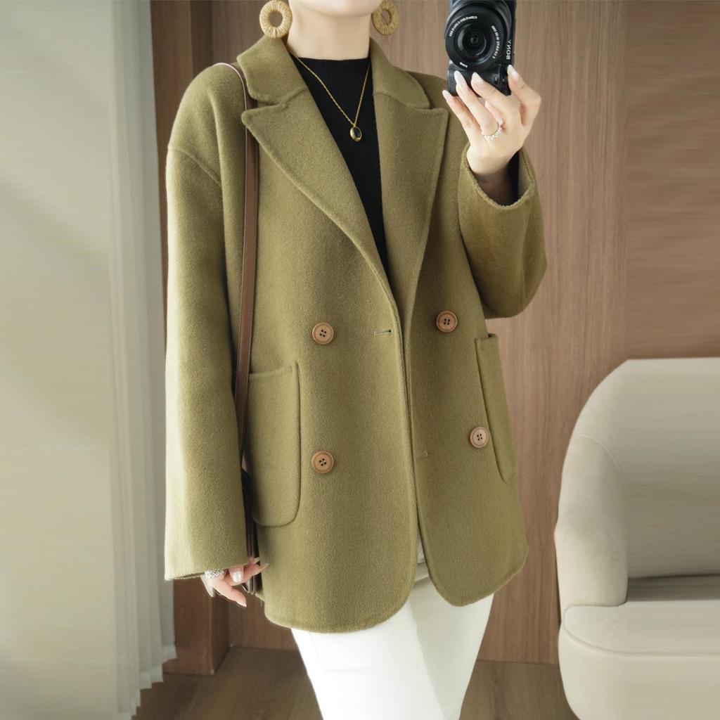 Stylish Women's Double-Faced Wool Coat - Petite Autumn & Winter Fashion
