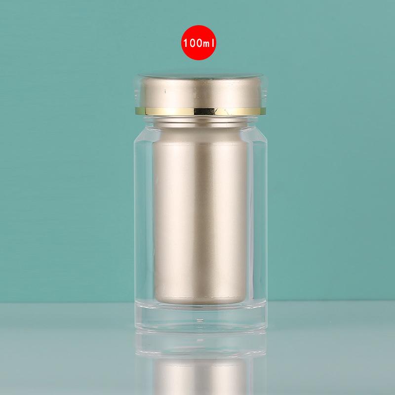 

100 мл Образец Упаковочная Бутылка Контейнер Упаковщик Таблеток Пластиковые Банки Бутылки для Капсул с Крышкой Для Таблеток золотой